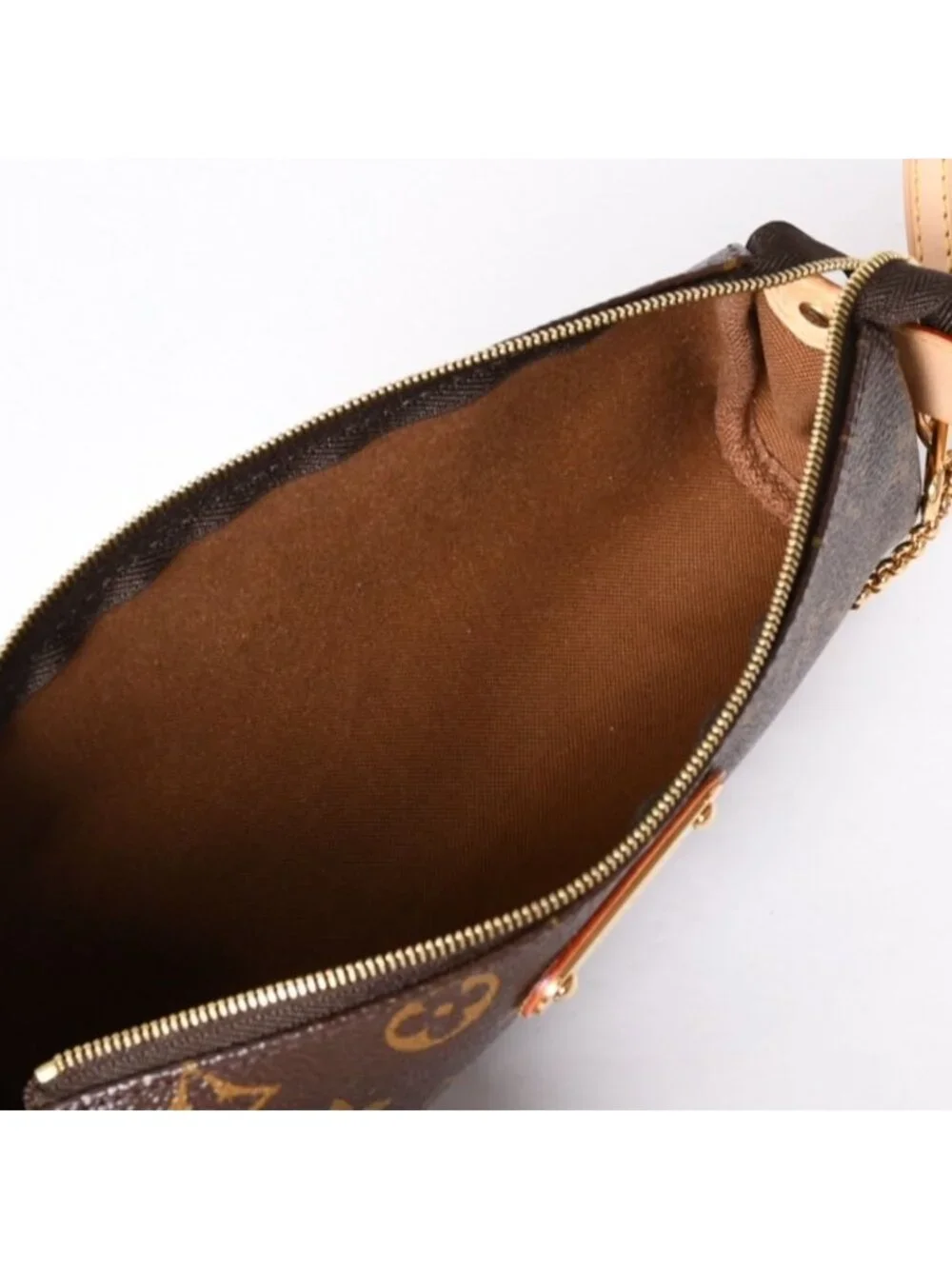 Louis Vuitton Pochette Monogram Brown Gold